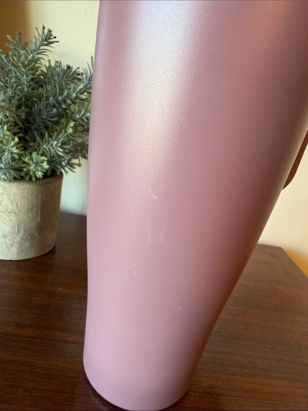 Matte Dusty Rose Travel Tumbler with Handle and Straw - Picture 8 of 9